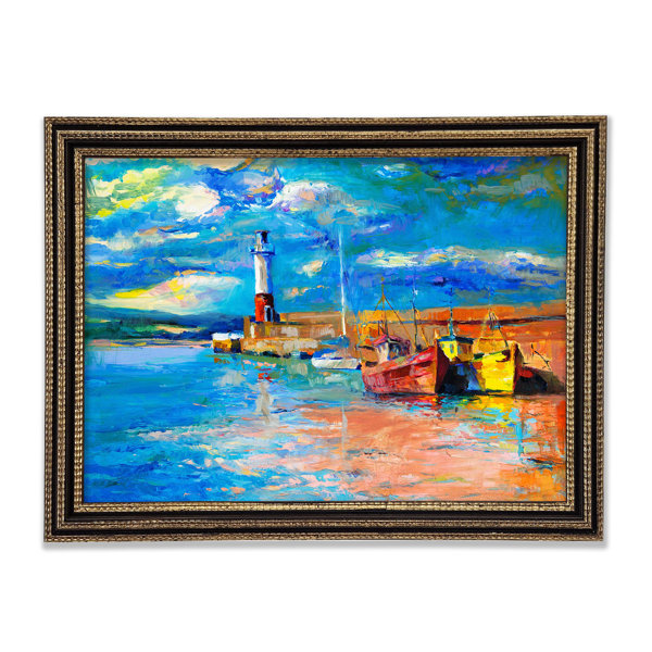 Longshore Tides Gerahmtes Leinwandbild The Lighthouse Coastal Town Wayfair De